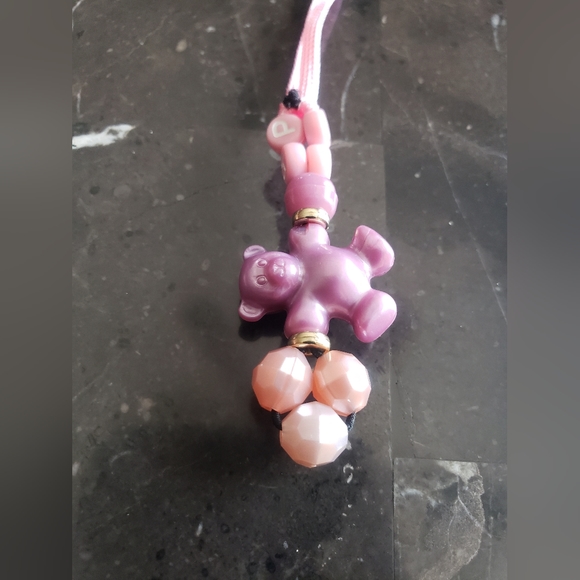 Beaded Phone Charm Pink - Picture 3 of 6